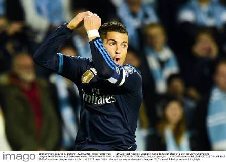 , 150930 Real Madrids Cristiano Ronaldo jublar efter 0-1 during UEFA Champions League 2015 2016 match between Malmö FF and Real Madrid.  Copyright: LUDVIGxTHUNMAN BB150930LT028