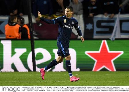, 150930 Real Madrids Cristiano Ronaldo jublar efter 0-1 during UEFA Champions League 2015 2016 match between Malmö FF and Real Madrid.  Copyright: PETTERxARVIDSON BB150930PA107
