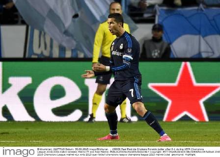 , 150930 Real Madrids Cristiano Ronaldo jublar efter 0-1 during UEFA Champions League 2015 2016 match between Malmö FF and Real Madrid.  Copyright: PETTERxARVIDSON BB150930PA109