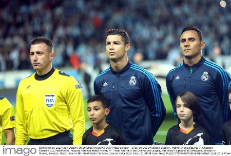 2015-09-30, Swedbank Stadion, Malmö In the picture: 7, Cristiano Ronaldo (C), Real Madrid Pictures from the match Malmo FF - Real Madrid in the Champions League. The match is played at Swedbank Stadion in Malmö, Sweden. Match: Malmö FF - Real Madrid Referee: Cüneyt Çakir Start time: 20:45 All Over Press