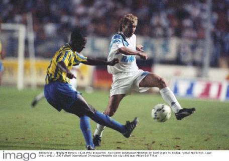 Rudi Völler (Olympique Marseille) im Spiel gegen SC Toulon, Fußball Frankreich, Ligue Une 1 1992 1993 Fußball International Olympique Marseille