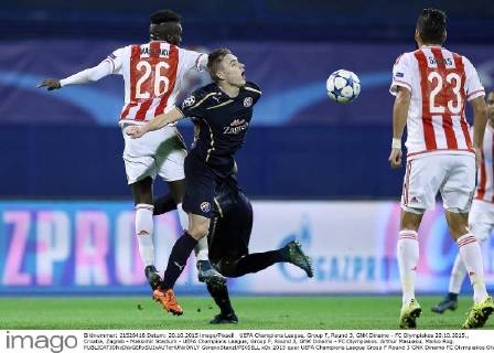 UEFA Champions League, Group F, Round 3, GNK Dinamo - FC Olympiakos 20.10.2015., Croatia, Zagreb - Maksimir Stadium - UEFA Champions League, Group F, Round 3, GNK Dinamo - FC Olympiakos. Arthur Masuaku, Marko Rog. GoranxStanzl PIXSELL