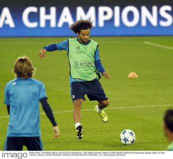 Real Madrid training session at PSG stadium before the Champions League match. In this picture, Marcelo. xANGELxRIVEROx 