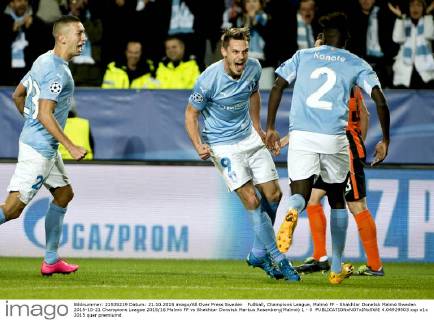 Fußball, Champions League, Malmö FF - Shakhtar Donetsk Malmö Sweden 2015-10-21 Champions League 2015 16 Malmö FF vs Shakhtar Donstsk Markus Rosenberg(Malmö) 1 - 0  4.04929503
