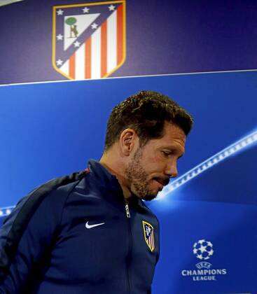 Simeone and Gabi of Atletico Madrid attend press conference PK Pressekonferenz before the Champions League match against Galatasaray. xPabloxGarciax 