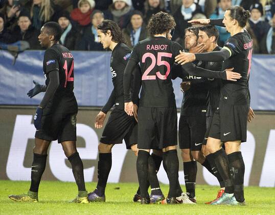 Malmoe Sweden 2015-11-25 Champions League 2015 16 Malmö FF(SWE) vs PSG(F) Zlatan Ibrahimovic(PSG) second goal Di Maria -  4.04937159