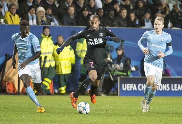 Malmoe Sweden 2015-11-25 Champions League 2015 16 Malmö FF(SWE) vs PSG(F) Lucas scored (PSG) 0-5 -  4.04937164