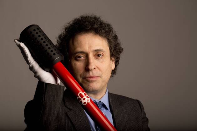 Jan. 15, 2016 - Toronto, ON, Canada - TORONTO, ON- JANUARY 15:.Robert Livingston photographed with the 1976 Olympic torch that is up for auction.. Olymic memorabilia auction - ZUMAt14_