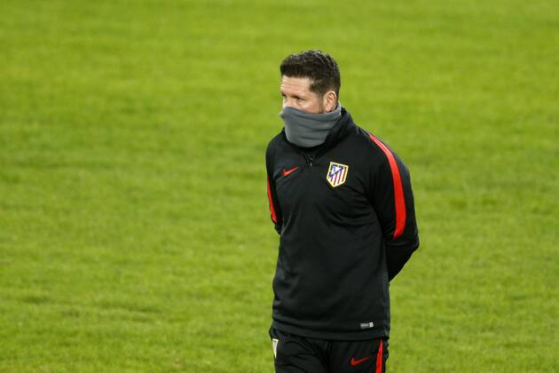 Fußball, Champions League, Atletico Madrid Training during a training session of Atletico Madrid prior to the Europa League match against PSV Eindhoven on February 23, 2016 at the Philips stadium in Eindhoven, The Netherlands. Atletico Madrid UEFA Europa League 2015 2016 xVIxJeroenxPutmansxIVx 5030195