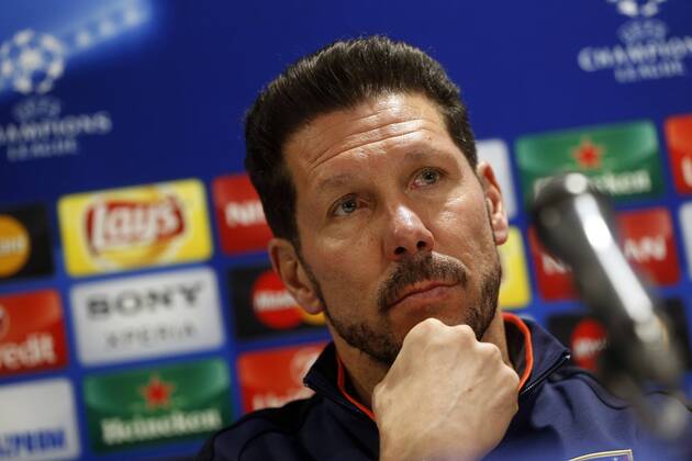 Fußball, Champions League, Atletico Madrid PK Coach Diego Simeone of Atletico Madrid during a press conference PK Pressekonferenz of Atletico Madrid prior to the Europa League match against PSV Eindhoven on February 23, 2016 at the Philips stadium in Eindhoven, The Netherlands. Atletico Madrid UEFA Europa League 2015 2016 xVIxJeroenxPutmansxIVx 5030215
