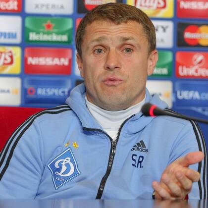 Feb. 23, 2016 - Kiev, ukraine - A retired Ukrainian football forward turned midfielder, who is currently managing the Ukrainian club FC Dynamo Kyiv Serhiy Rebrov is seen during a press conference PK Pressekonferenz at the training camp of the team, in Kiev, Ukraine, 23 February, 2016. FC Dynamo Kyiv will face Manchester City in the UEFA Champions League round of 16 football match,on 24 February,2016. FC Dynamo Kyiv manager Serhii Rebrov press conference  - ZUMAn230
