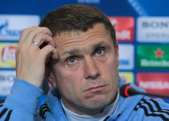 Feb. 23, 2016 - Kiev, Ukraine - The coach of FC Dynamo (Kiev) Serhii Rebrov during a press conference PK Pressekonferenz before the match 1 8 finals of the Champions League between FC Dynamo (Kiev, Ukraine) and FC Manchester City (Manchester, England) in Kiev. Soccer 2016 - FC Dynamo vs Manchester City - ZUMAp133