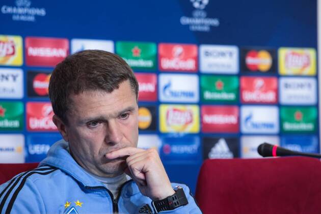 Feb. 23, 2016 - Kiev, Ukraine - The coach of FC Dynamo (Kiev) Serhii Rebrov during a press conference PK Pressekonferenz before the match 1 8 finals of the Champions League between FC Dynamo (Kiev, Ukraine) and FC Manchester City (Manchester, England) in Kiev. Soccer 2016 - FC Dynamo vs Manchester City - ZUMAp133