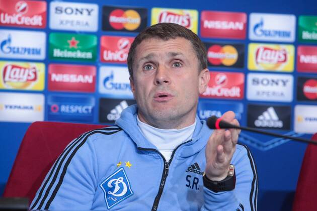 Feb. 23, 2016 - Kiev, Ukraine - The coach of FC Dynamo (Kiev) Serhii Rebrov during a press conference PK Pressekonferenz before the match 1 8 finals of the Champions League between FC Dynamo (Kiev, Ukraine) and FC Manchester City (Manchester, England) in Kiev. Soccer 2016 - FC Dynamo vs Manchester City - ZUMAp133