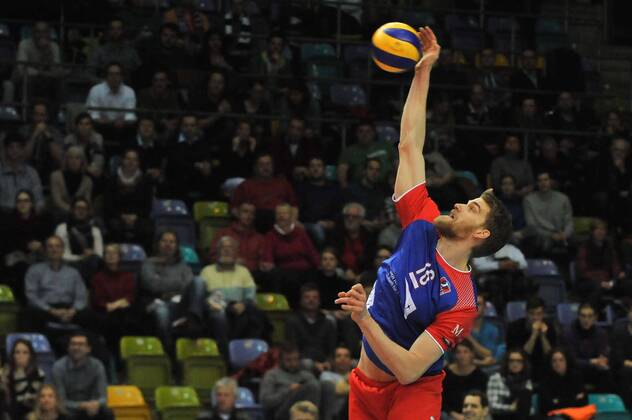 02.03.2016, xtkx, Volleyball 1.Bundesliga, United Volleys - TSV Herrsching, emspor v.l. Christian Duennes (United Volleys) ,