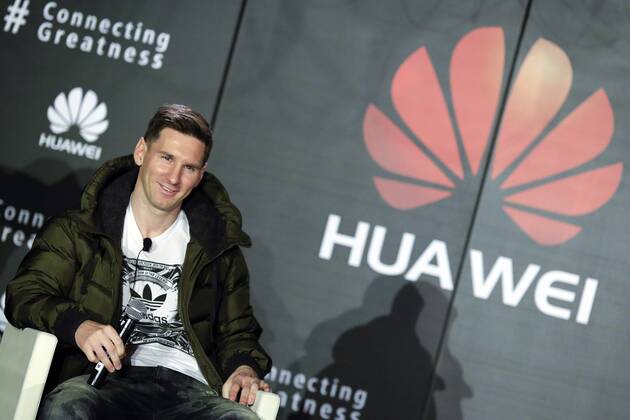 BARCELONA, March 17, 2016 -- FC Barcelona Barca s Argentinian forward Lionel Messi attends a press conference PK Pressekonferenz in which Huawei announces Messi s appointment as the company s latest Global Brand Ambassador in Barcelona, Spain, March 17, 2016. ) (SP)SPAIN-BARCELONA-HUAWEI-MESSI PauxBarrena