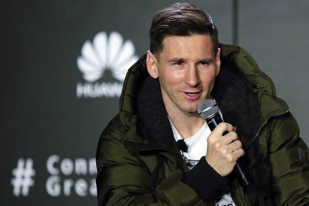 BARCELONA, March 17, 2016 -- FC Barcelona Barca s Argentinian forward Lionel Messi attends a press conference PK Pressekonferenz in which Huawei announces Messi s appointment as the company s latest Global Brand Ambassador in Barcelona, Spain, March 17, 2016. ) (SP)SPAIN-BARCELONA-HUAWEI-MESSI PauxBarrena