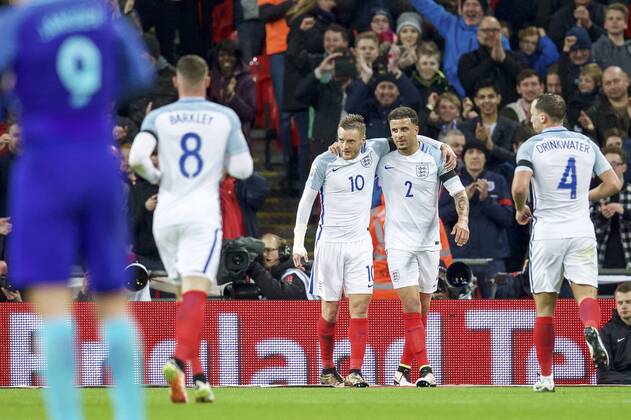 (L-R) Vincent Janssen of Holland, Ross Barkley of England, Jamie Vardy of England, Kyle Walker of England, Danny Drinkwater of England Maurice van Steen London England v Netherlands xVIxxIVx 5232808