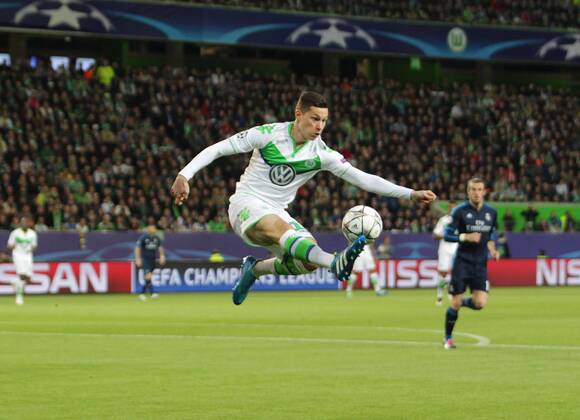 Wolfsburg VfL vs Real Madrid, CL Wolfsburg, Deutschland. 06.04.2016, FUßBALL - VfL Wolfsburg vs Real Madrid C.F., Champions League, Viertelfinale, Saison 2015-2016, Volkswagen Arena. Bild zeigt: Julian Draxler (VfL Wolfsburg),