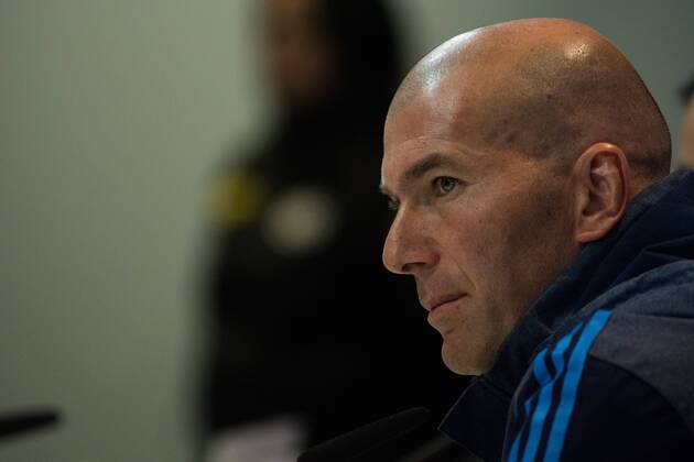 Spain: Real Madrid press conference PK Pressekonferenz Real Madrid coach Zinedine Zidane during a press conference a day before Champions League match against Wolfsburgo.  MarcosxdelxMazo