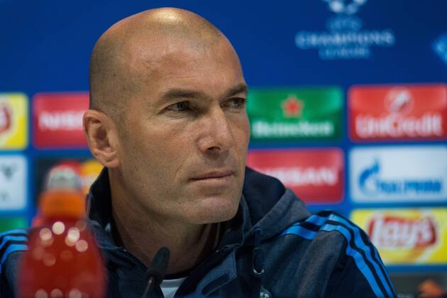 Spain: Real Madrid press conference PK Pressekonferenz Real Madrid coach Zinedine Zidane during a press conference a day before Champions League match against Wolfsburgo.  MarcosxdelxMazo