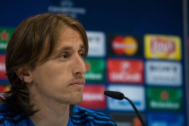 Spain: Real Madrid press conference PK Pressekonferenz Real Madrid player Luka Modric during a press conference a day before Champions League match against Wolfsburgo.  MarcosxdelxMazo