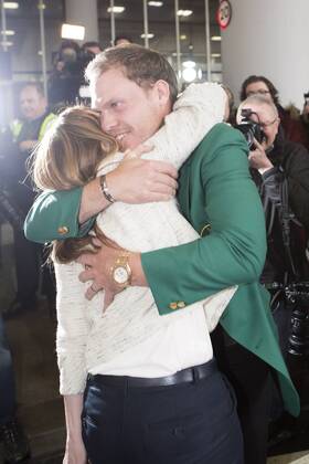 April 12, 2016 - Manchester, Lancashire, UK - Manchester UK. US Masters champion David Willett arrives back in Britain at Manchester Airport this morning after scooping the Ã‚Â£1.8M top prize in Augusta. David Willett  - ZUMAl94_
