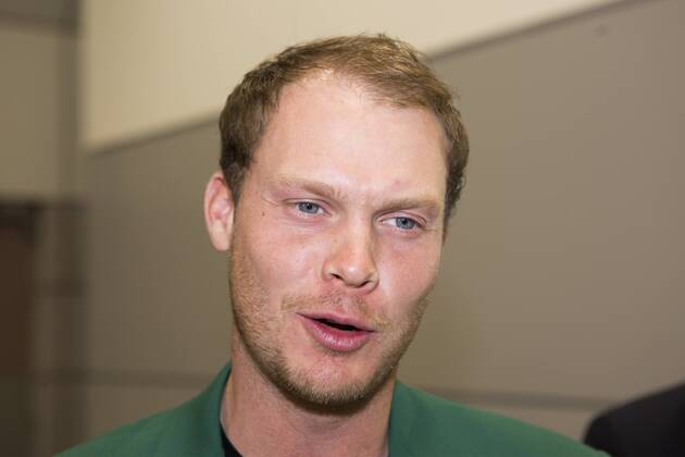 April 12, 2016 - Manchester, Lancashire, UK - Manchester UK. US Masters champion David Willett arrives back in Britain at Manchester Airport this morning after scooping the Ã‚Â£1.8M top prize in Augusta. David Willett  - ZUMAl94_