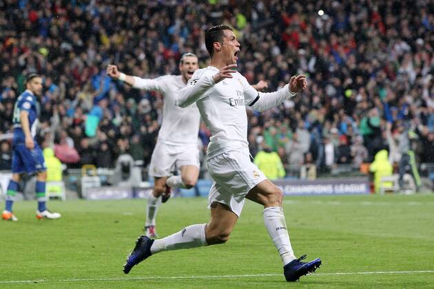 Lissabon Cristiano Ronaldo ( Real Madrid ) nach dem 2:0, Real Madrid vs. VfL Wolfsburg, Fussball, Champions League Viertelfinale, 12.03.2016, Copyright: Langer Eibner-Pressefoto EP_HLR