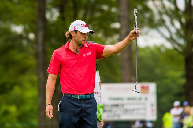 Golfer Andrew Loupe reads his putt on the ninth green during the Wells Fargo Championship on Friday, May 6, 2016 at Quail Hallow Country Club in Charlotte, NC. David Grooms CSM PGA Golf Herren 2016: Wells Fargo Championship MAR 6 - ZUMAc04_