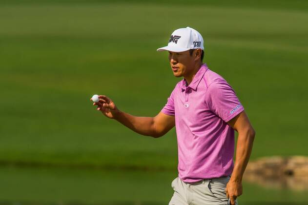 James Hahn nods to the crowd after picking his ball out of the hole on the 16th green during the Wells Fargo Championship on Sunday, May 8, 2016 at Quail Hallow Country Club in Charlotte, NC. David Grooms CSM PGA Golf Herren 2016: Wells Fargo Championship MAR 8 - ZUMAc04_