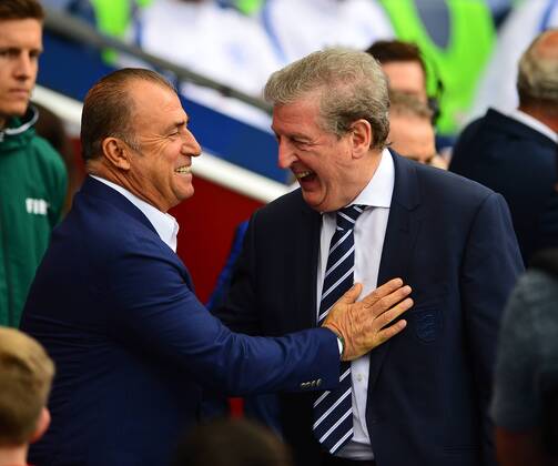Fußball, Länderspiel, England - Türkei Friendly National football Match between England and Turkey at Etihad Stadium in Manchester , England on May 22, 2016. Pictured: Coach Fatih Terim (L) of Turkey and Coach Roy Hodgson of England. 
