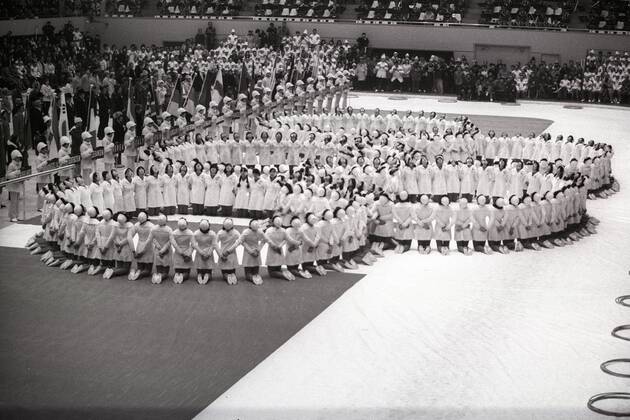 Choreographie während der Schlussfeier der Olympischen Spiele 1972 in Sapporo