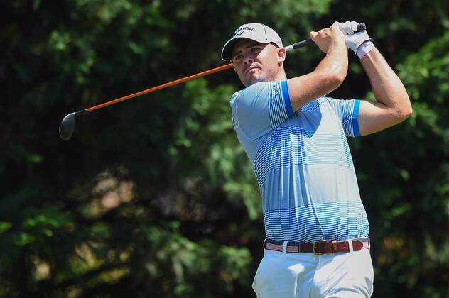 June 25, 2016 - Wesley Bryan tees off at hole number five during third round play at the Quicken Loans National at Congressional Country Club in Bethesda MD. PGA Golf Herren 2016: Quicken Loans National JUN 25 - ZUMAcjm_