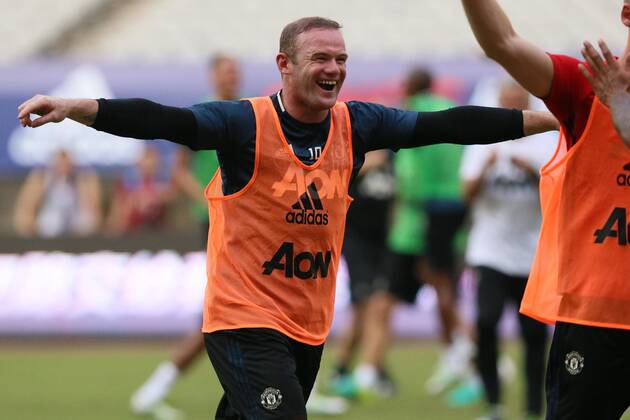 Wayne Rooney of Manchester United ManU reacts during a training session for the Shanghai match of the 2016 International Champions Cup China in Shanghai, China, 21 July 2016. Manchester United footballers prepare for International Champions Cup China  20160721_09672