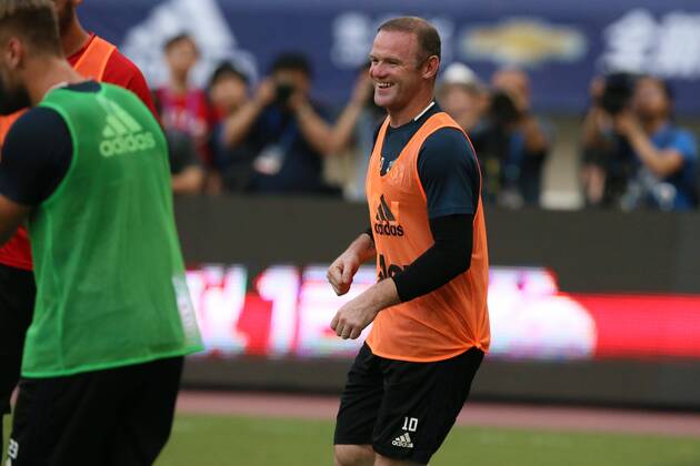 Wayne Rooney of Manchester United ManU reacts during a training session for the Shanghai match of the 2016 International Champions Cup China in Shanghai, China, 21 July 2016. Manchester United footballers prepare for International Champions Cup China  20160721_32412