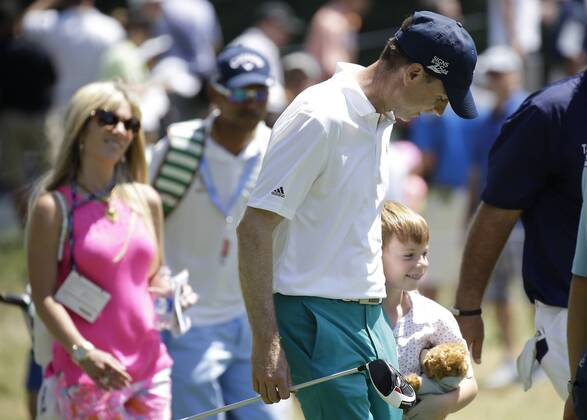 Brian Gaffney walks after a tee shot in a practice round at the PGA Golf Herren Championship at Baltusrol Golf Club in Springfield, New Jersey on July 26, 2016.  PGA20160726126 JOHNxANGELILLO