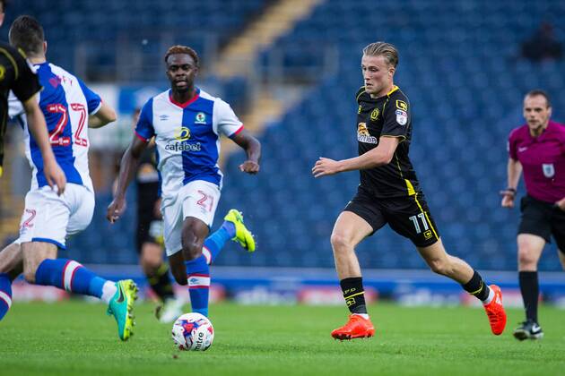 23.08.2016. Ewood Park, Blackburn, England. EFL Cup Football. Blackburn Rovers versus Crewe Alexandra. Crewe Alexandra midfielder George Cooper, Blackburn Rovers midfielder Hope Akpan and Blackburn Rovers defender Shane Duffy. xTimxWilliamsx  ActionPlus11779475