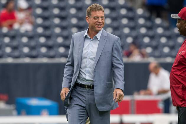 August 28, 2016 - Houston, Texas, U.S - Broadcaster Troy Aikman smiles prior to an NFL American Football Herren USA preseason game between the Houston Texans and the Arizona Cardinals at NRG Stadium in Houston, TX on August, 28th 2016. The Texans won the game 34-24. NFL 2016 - Houston Texans vs Arizona Cardinals - ZUMAs127