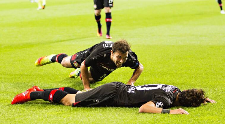 Leverkusen, 14.09.2016, BayArena Torjubel: Admir Mehmedi (Bayer), Hakan Calhanoglu (Bayer) Bayer Leverkusen - ZSKA Moskau mm