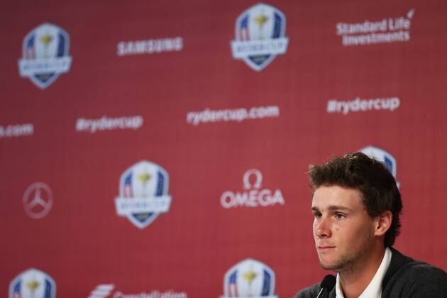 GOLF - Ryder Cup 2016 CHASKA,MINNESOTA,USA,29.SEP.16 - GOLF - Ryder Cup, Hazeltine National Golf Club, press conference PK Pressekonferenz Image shows Thomas Pieters (BEL). GEPAxpictures xDanielxGoetzhaber