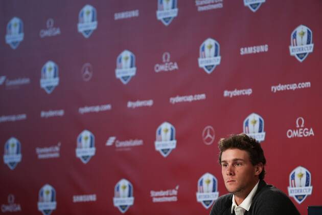 GOLF - Ryder Cup 2016 CHASKA,MINNESOTA,USA,29.SEP.16 - GOLF - Ryder Cup, Hazeltine National Golf Club, press conference PK Pressekonferenz Image shows Thomas Pieters (BEL). GEPAxpictures xDanielxGoetzhaber