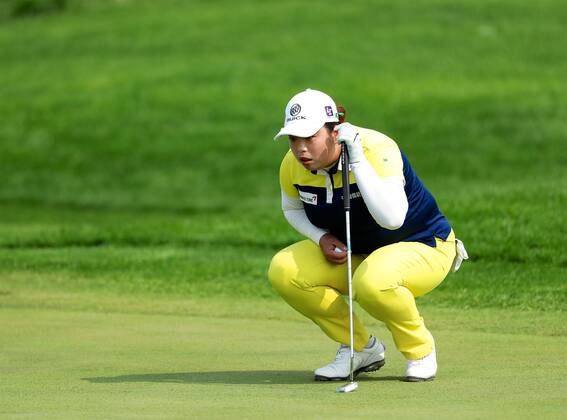 BEIJING, CHINA - SEPTEMBER 30: Feng Shanshan of China in action during the second round of the 2016 Reignwood LPGA Golf Damen Classic at Reignwood golf club on September 30, 2016 in Beijing, China.  CFP493033758
