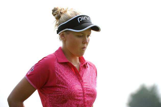 BEIJING, CHINA - SEPTEMBER 30: Brooke M. Henderson of Canada in action during the second round of the 2016 Reignwood LPGA Golf Damen Classic at Reignwood golf club on September 30, 2016 in Beijing, China. CFP493037204