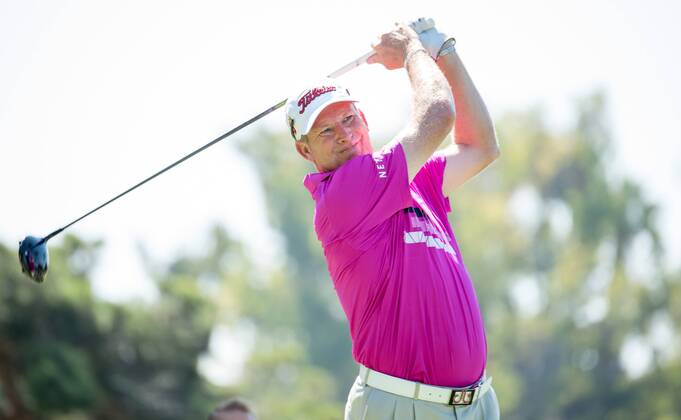 October 9, 2016 - Newport Beach, California, USA - Woody Austin makes a tee shot on the second hole during the final round of the Toshiba Classic at the Newport Beach Country Club on October 9, 2016 in Newport Beach, California. Toshiba Classic - Final Round - ZUMAg139