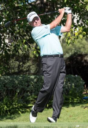 October 9, 2016 - Newport Beach, California, USA - Jay Haas makes a tee shot on the sixth hole during the final round of the Toshiba Classic at the Newport Beach Country Club on October 9, 2016 in Newport Beach, California. Toshiba Classic - Final Round - ZUMAg139