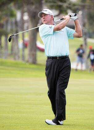 October 9, 2016 - Newport Beach, California, USA - Jay Haas makes a second shot on the eighteenth hole during the the playoff in the final round of the Toshiba Classic at the Newport Beach Country Club on October 9, 2016 in Newport Beach, California. Toshiba Classic - Final Round - ZUMAg139