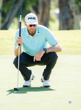 October 9, 2016 - Newport Beach, California, USA - Grant Waite lines up a putt on the second hole during the final round of the Toshiba Classic at the Newport Beach Country Club on October 9, 2016 in Newport Beach, California. Toshiba Classic - Final Round - ZUMAg139
