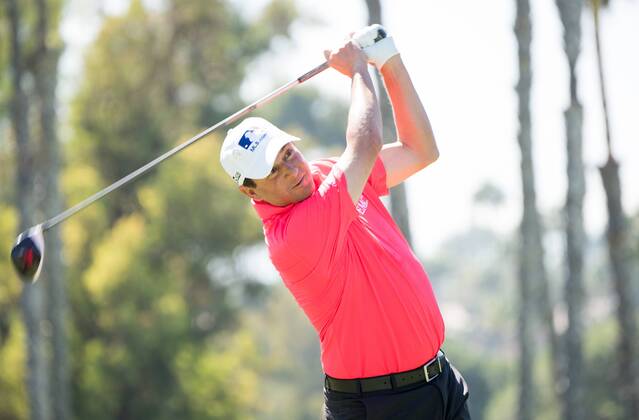 October 9, 2016 - Newport Beach, California, USA - Billy Adrande makes a tee shot on the third hole during the final round of the Toshiba Classic at the Newport Beach Country Club on October 9, 2016 in Newport Beach, California. Toshiba Classic - Final Round - ZUMAg139