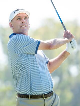 October 9, 2016 - Newport Beach, California, USA - Kevin Sutherland makes a tee shot on the second hole during the final round of the Toshiba Classic at the Newport Beach Country Club on October 9, 2016 in Newport Beach, California. Toshiba Classic - Final Round - ZUMAg139